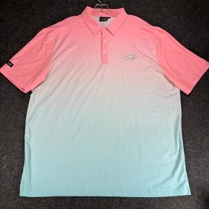 Sunday Swagger Golf Polo Shirt Mens 2XL Pink Blue Fade Short Sleeve